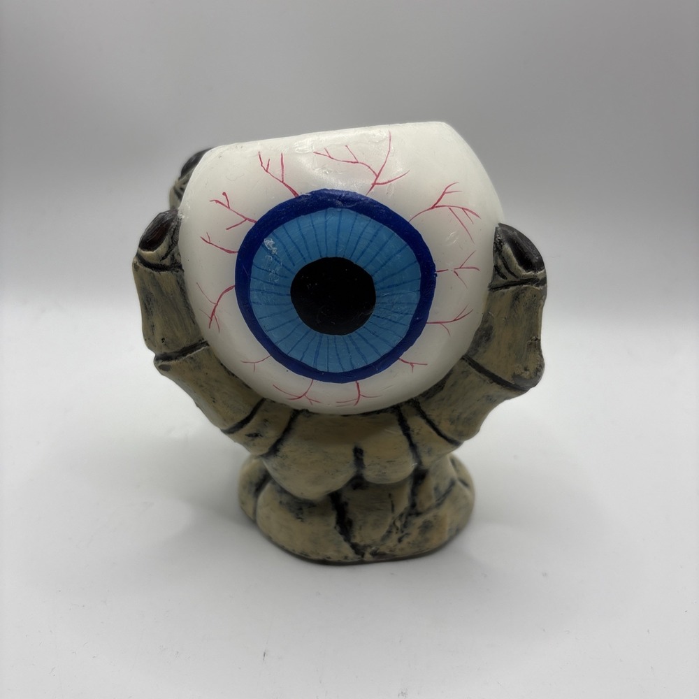 Vintage Halloween Skeleton Hand Holding Eye Ball 4.5"‎ Candle Spooky Scary